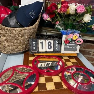 3 vintage red circle mirror